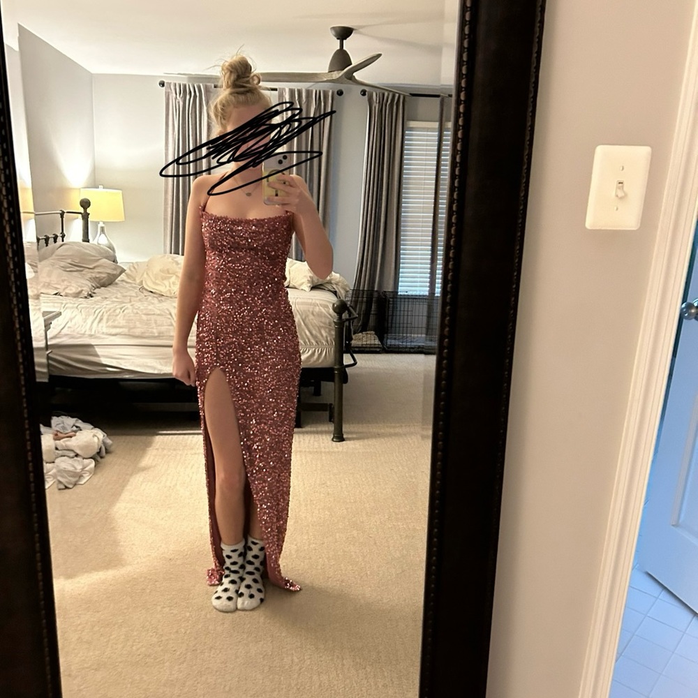 pink sequin fashion nova prom dress